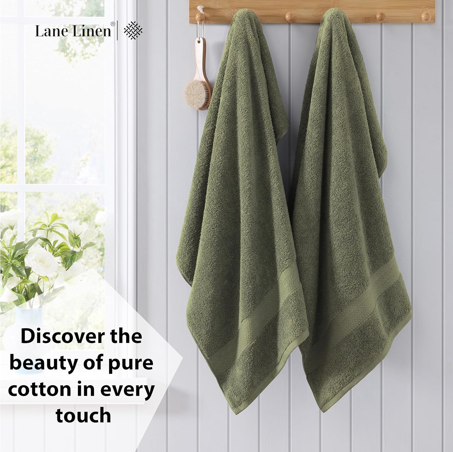 4-Pack of 100 Cotton Extra Large Bath Towels Oil Green LuxuryFeel