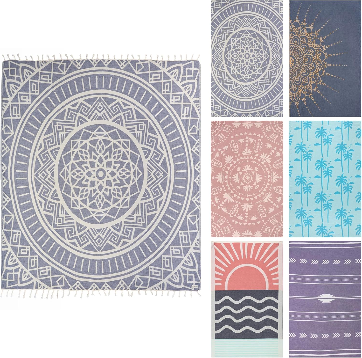 Sand Cloud Extra Large Turkish Beach Towel - Quick Dry Navy