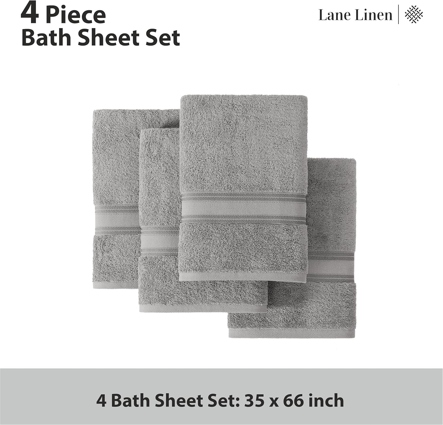 Space Grey Cotton Bath Towels 4-Pack Quick Dry Machine Washable