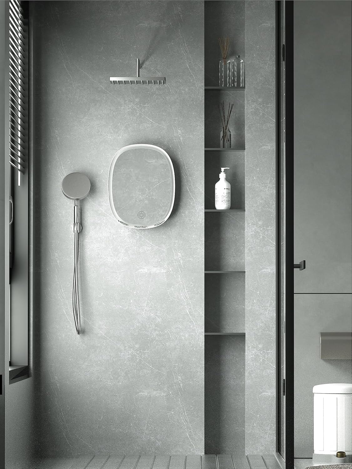 Fogless Wipe-Free LED Shower Mirror for Shaving