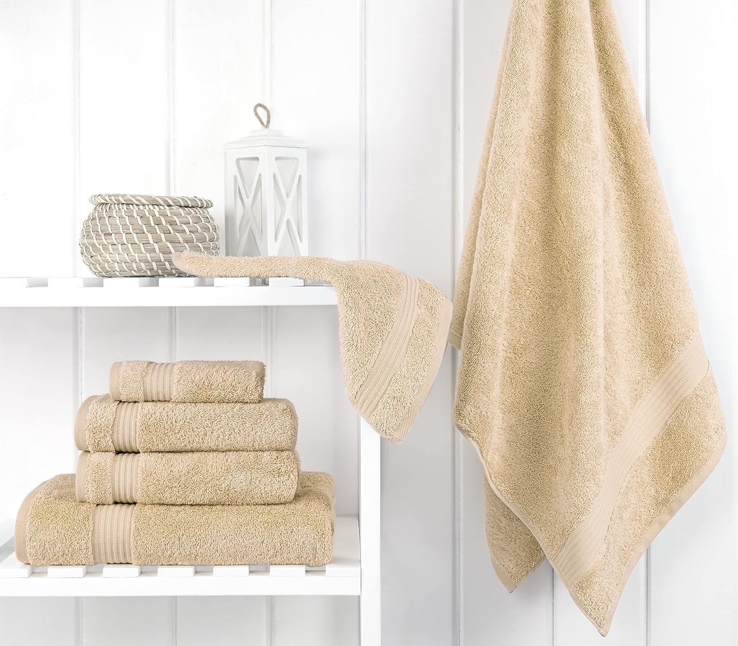 6-Piece Turkish Towels Set - Soft Absorbent Cotton for Bathroom Use