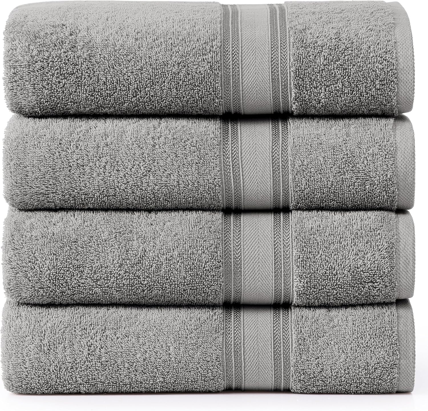 Space Grey Cotton Bath Towels 4-Pack Quick Dry Machine Washable