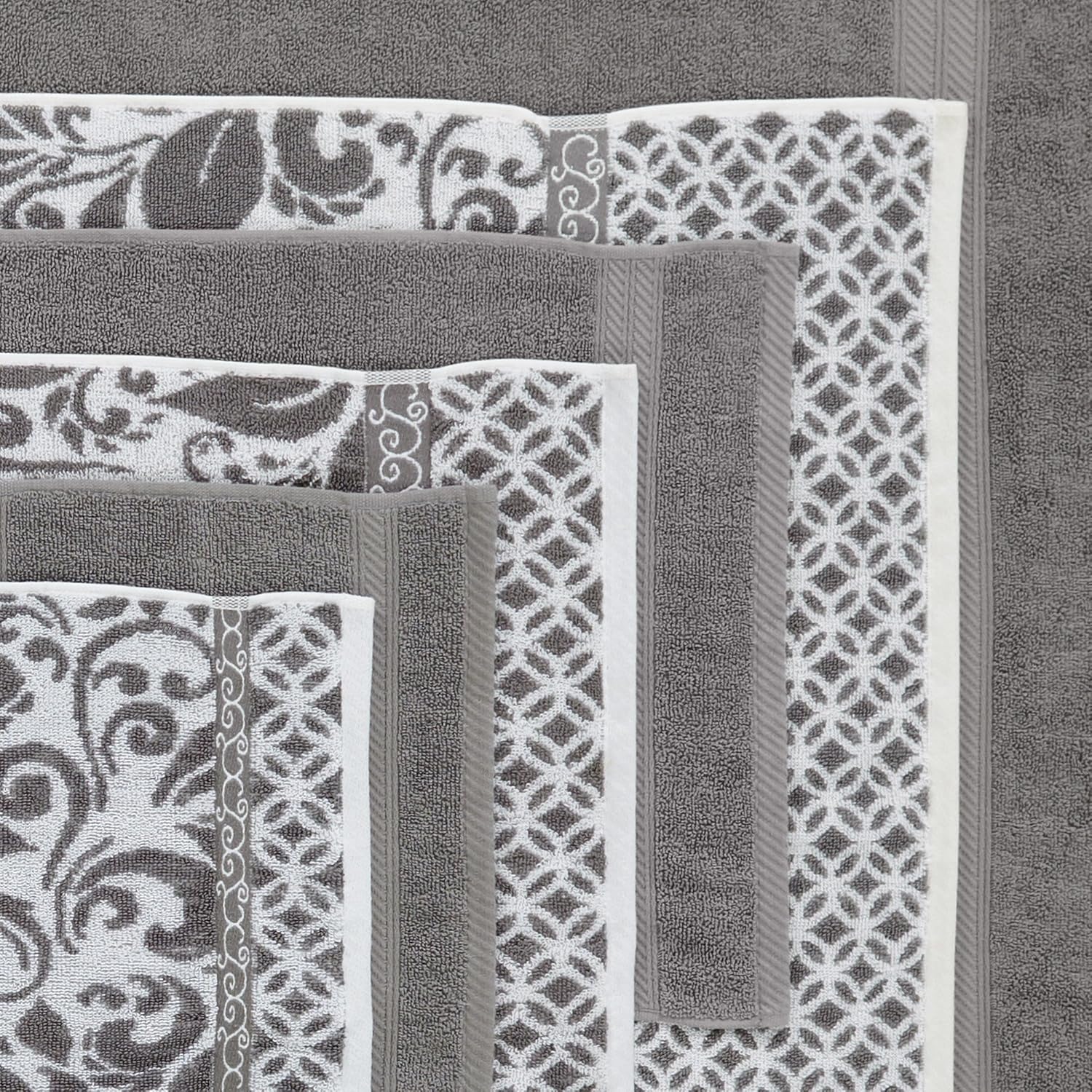 Modern Threads Modern Trefoil Filigree 6-Piece Reversible Yarn Dyed Jacquard Towel Set