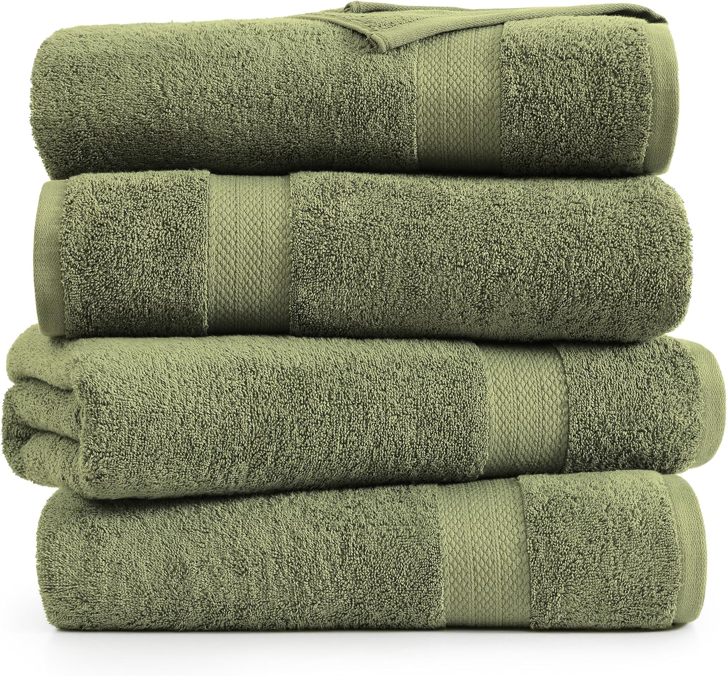 4-Pack of 100 Cotton Extra Large Bath Towels Oil Green LuxuryFeel