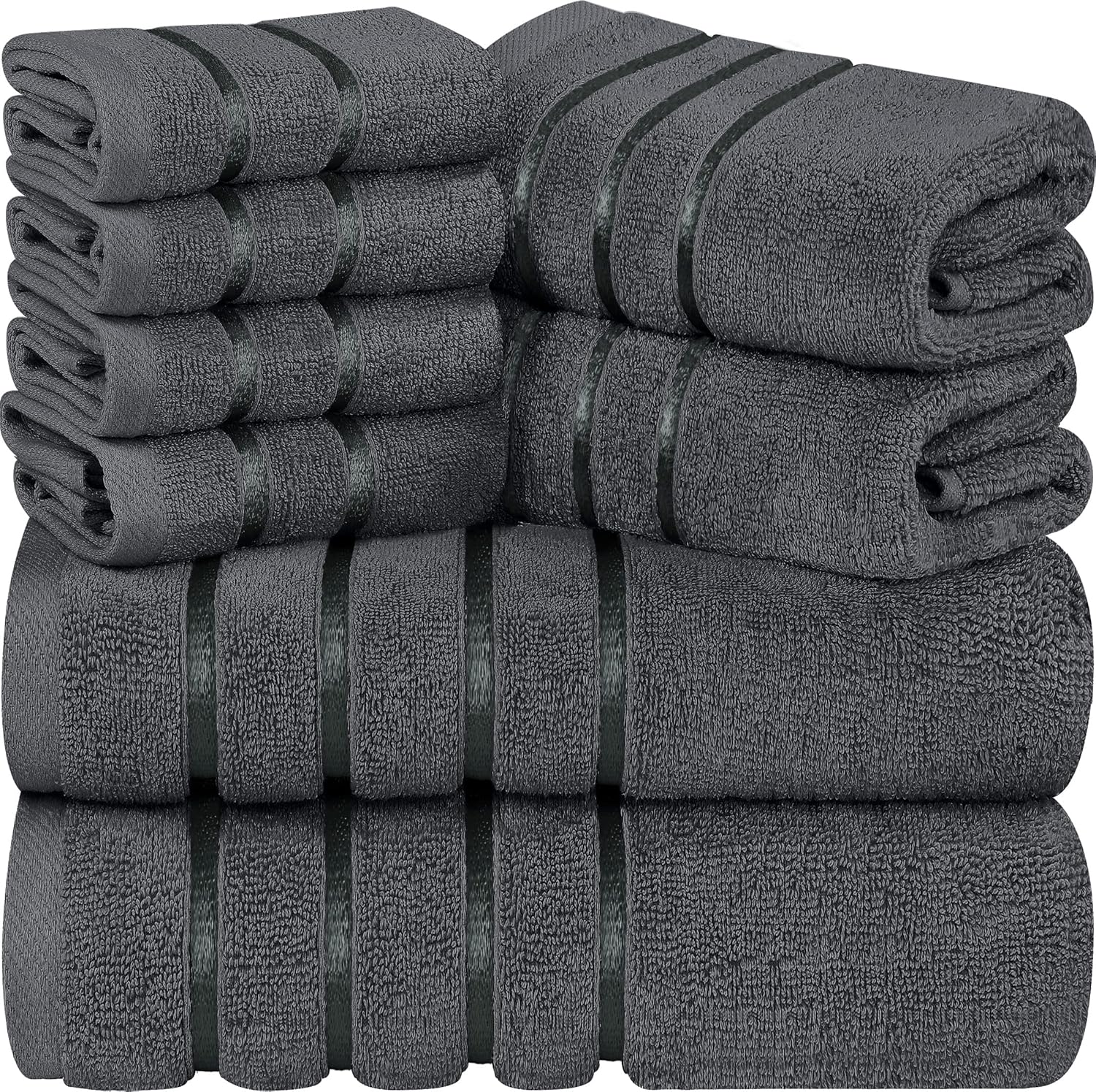 Utopia Towels - Luxury 8-Piece Towel Set 600GSM Viscose Stripe
