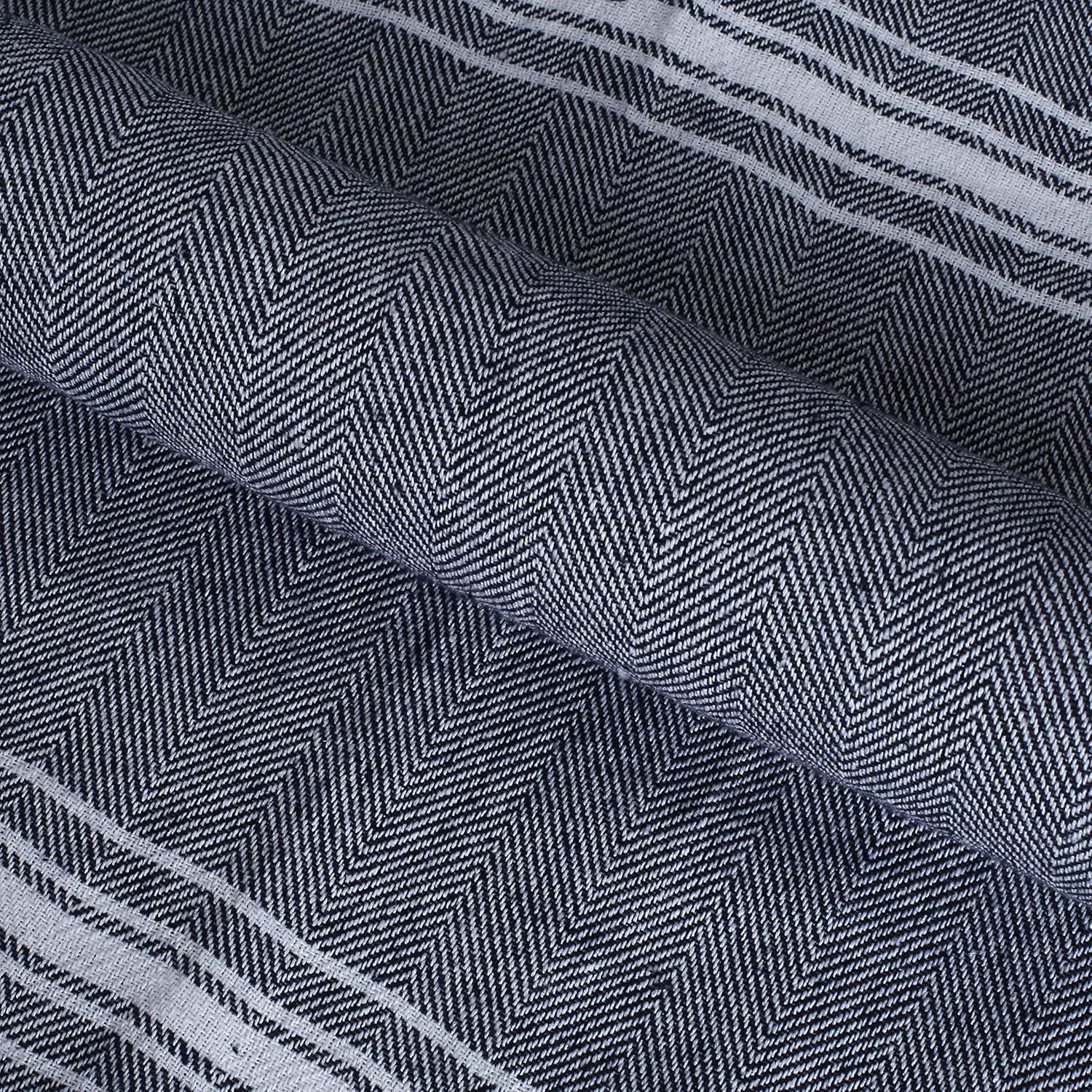 Belizzi Home - 6 x 36x71 Navy Blue Chevron Beach Towels