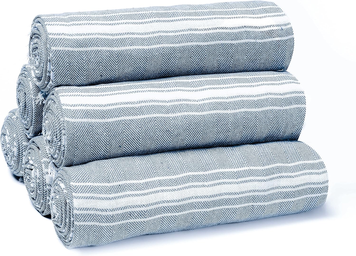 Belizzi Home - 6 x 36x71 Navy Blue Chevron Beach Towels