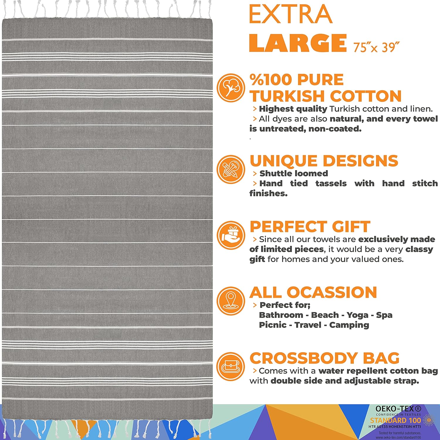 Madamelique Turkish Beach Towels Soft Durable Stylish for Sun Surf