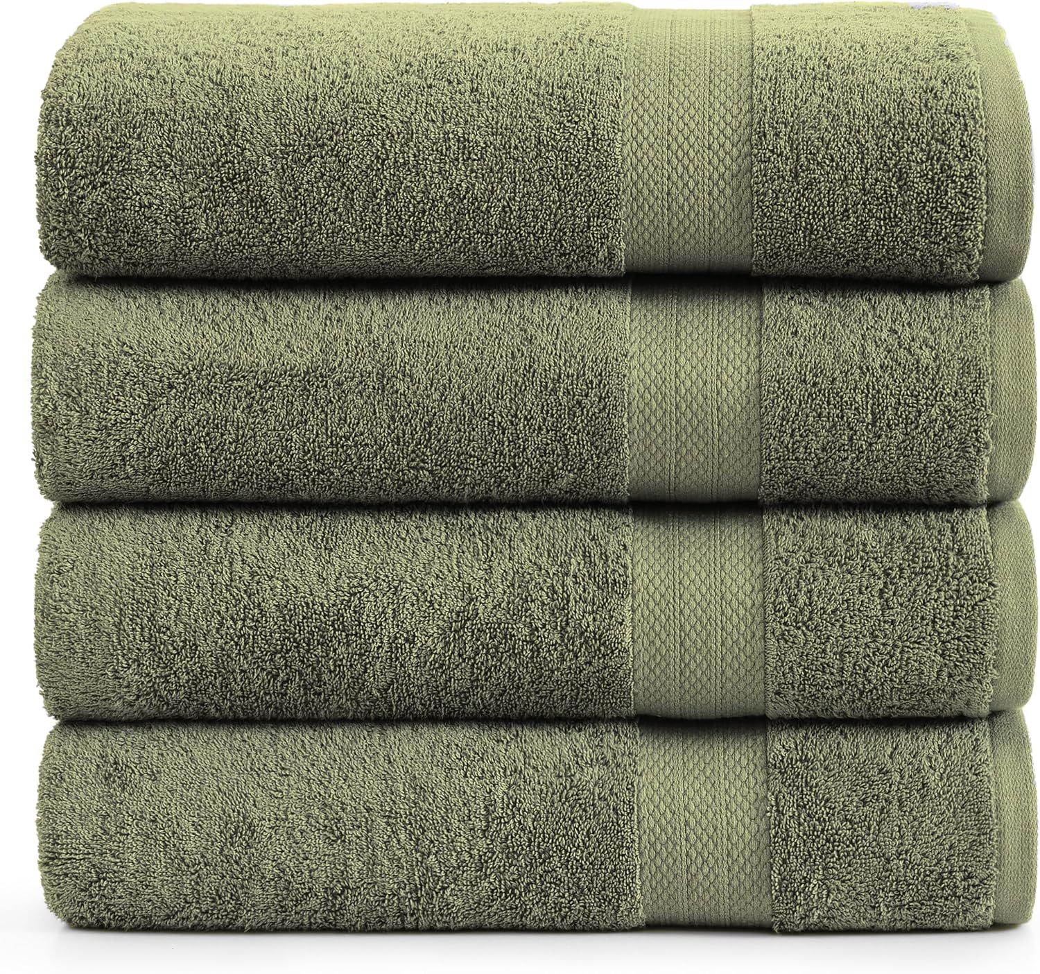 4-Pack of 100 Cotton Extra Large Bath Towels Oil Green LuxuryFeel